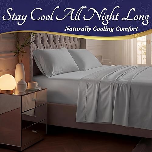 Miniatura 3 de DECOLURE - Sábanas de viscosa orgánica 100% derivada del bambú, tamaño queen, 4 piezas, ultrasuave, lujo refrescante, esquinas tipo bolsillos