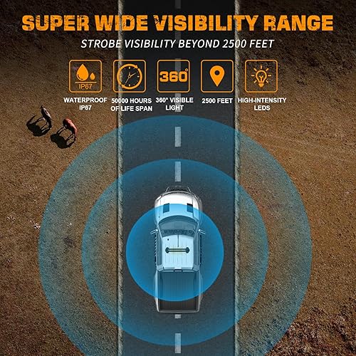 Miniatura 3 de XRIDONSEN Barra de Luces Estroboscópicas LED de 37" para Techo, 104 LED, Luces de Asesor de Tráfico de Emergencia Ámbar Blanco, Advertencia de