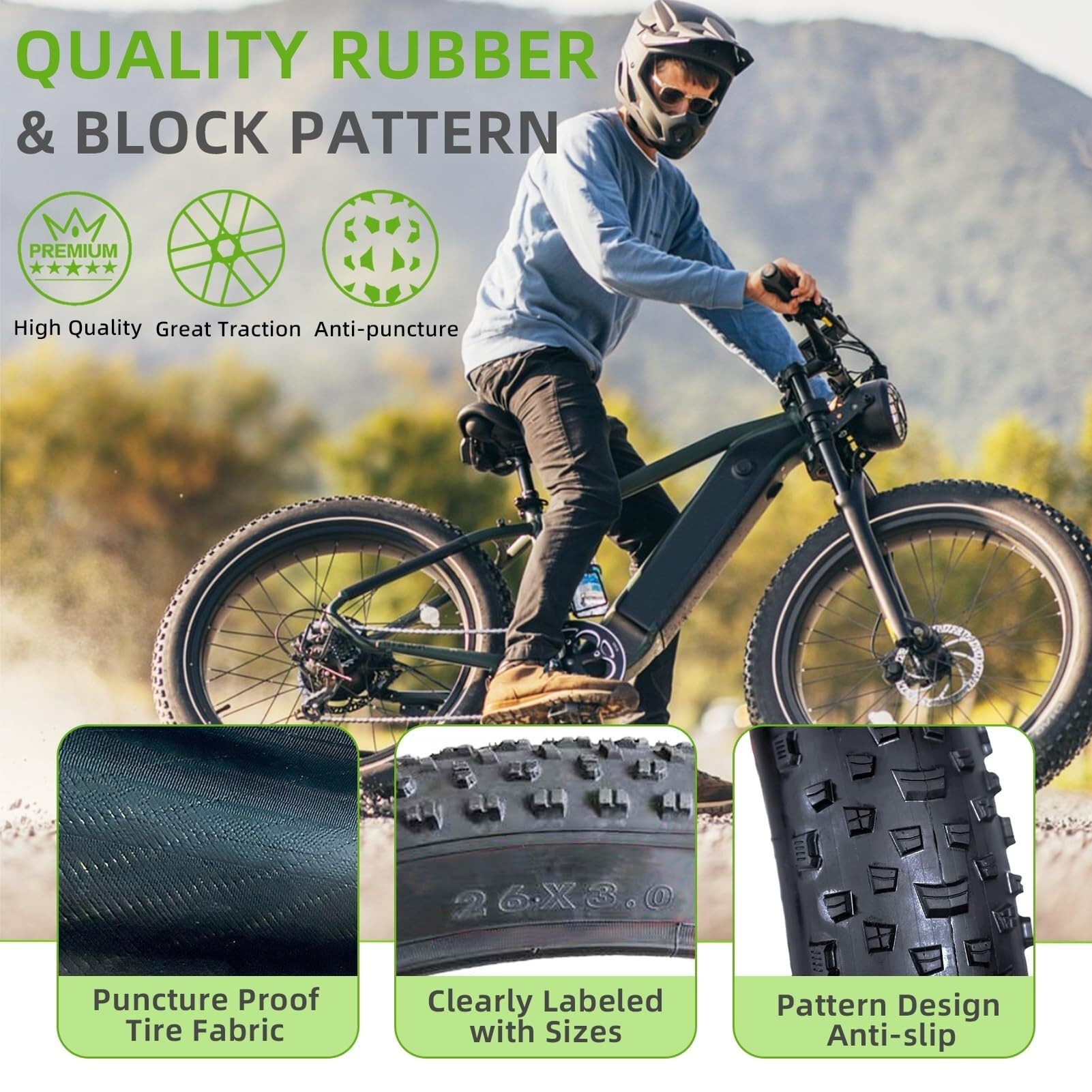 Opona do roweru typu fat bike 20x3,0/26x3,0 cala: ochrona antyprzebiciowa, wytrzymała, wymienna opona do roweru elektrycznego, kompatybilna z szerokim rowerem górskim, śnieżnym i terenowym