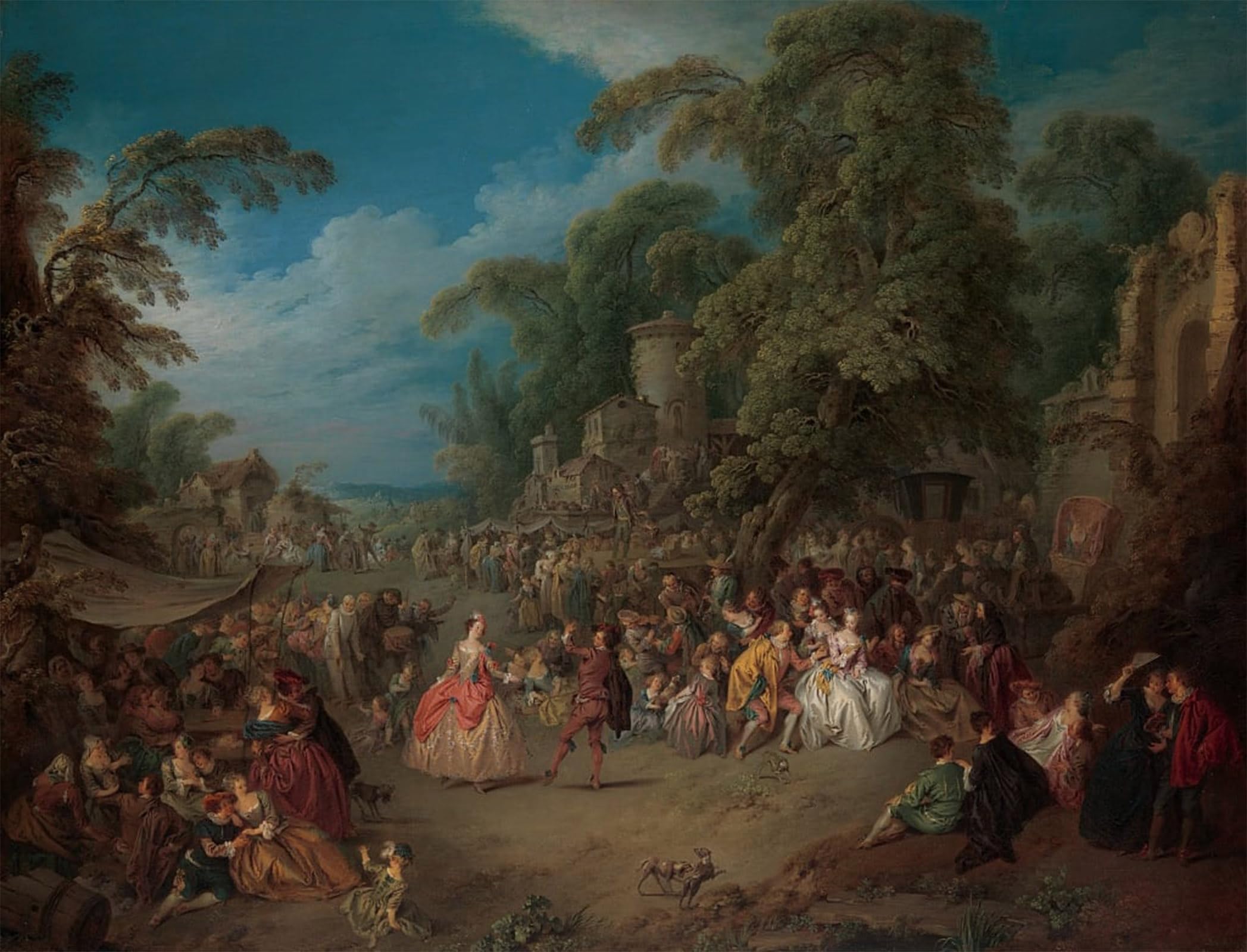 ARTXLXXBN Famous Art Print Poster Vintage Wall Art the Fair At Bezonsa by Jean Baptiste Pater Canvas Art Poster for Home Decor 60x90cm
