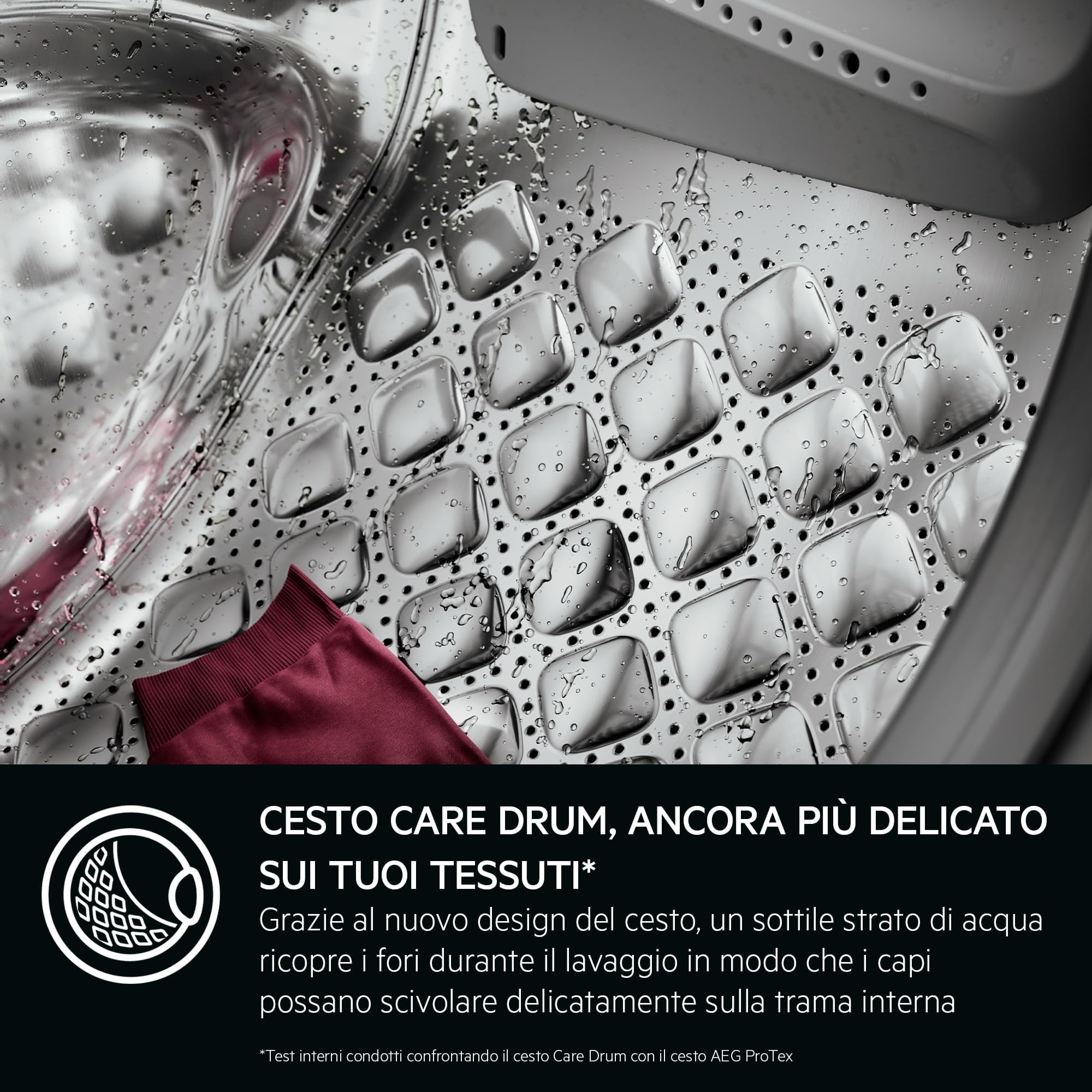 AEG Lavatrice Carica Frontale Serie 7000 ProSteam, 9 kg, LR7FD94, Vapore Refresh, Tecnologia PreciseWash, Cesto Care Drum, Classe Energetica A, Motore Inverter, 1351 giri/min, 847x596x572 mm