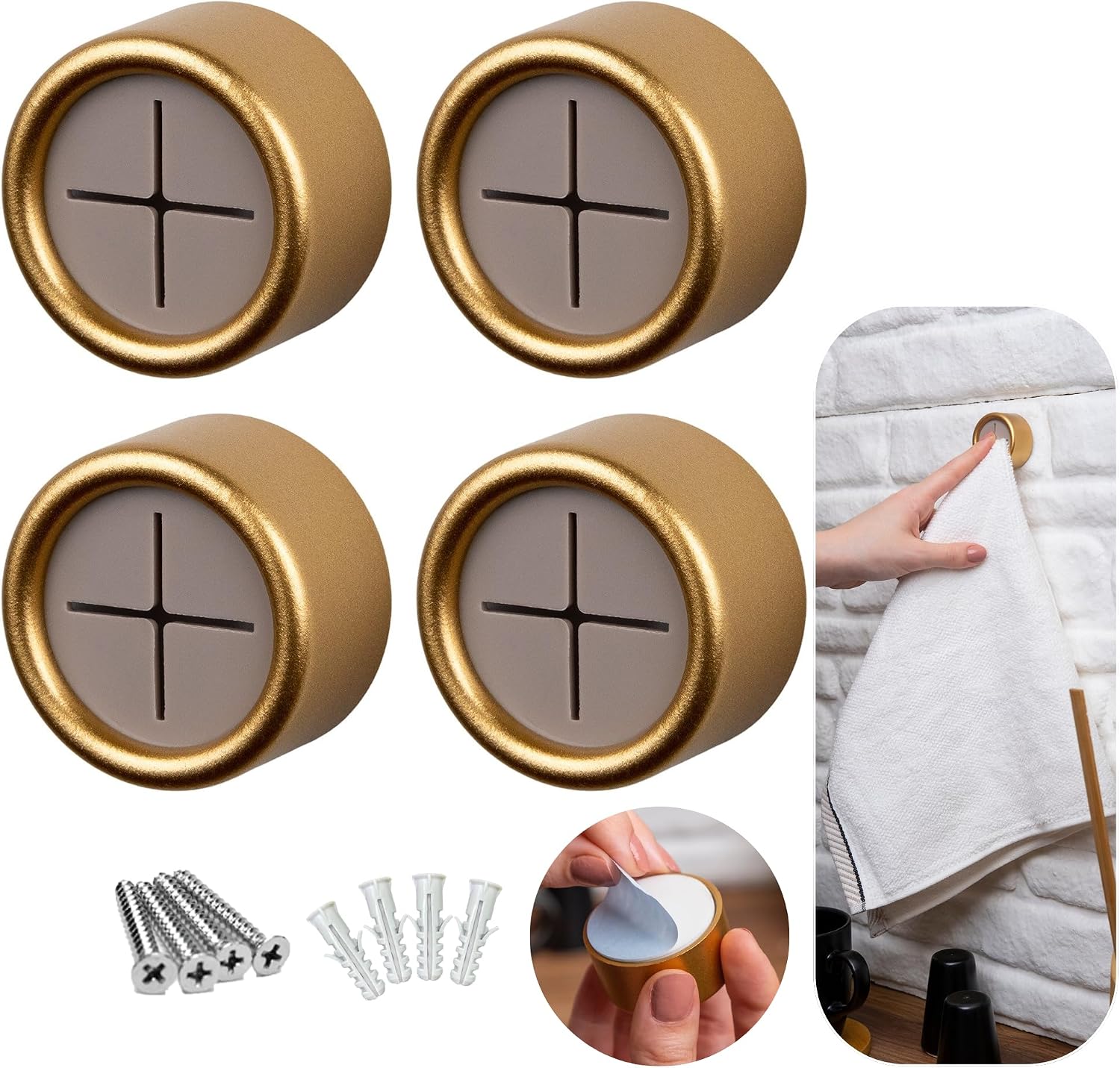 HEFA Towel Holder, Towel Hooks, Dish Towel Holder, Kitchen Organization, Bathroom Accesories, Kitchen Towel Hook, Kitchen Towel Holder, Christmas Gift, Kitchen Gadgets 4 Pack