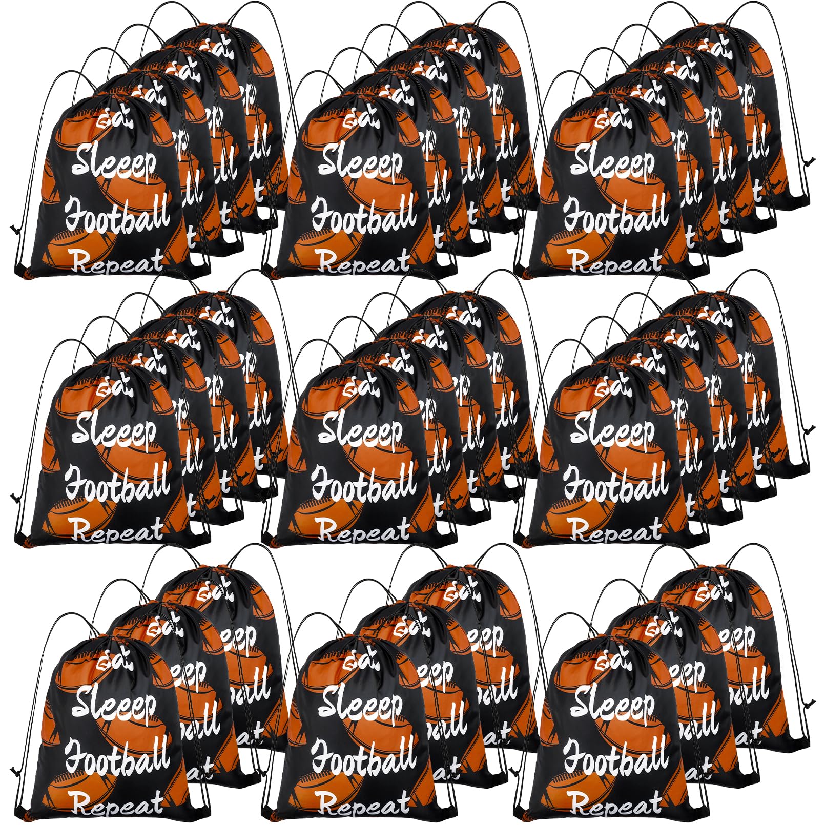 Bgtecho 32 Pcs Football Drawstring Bags,Football Drawstring Backpack Bulk,13x16.6 Inch Sports Party Favor Gift Bags,Lightweight Polyester Goodie Bag