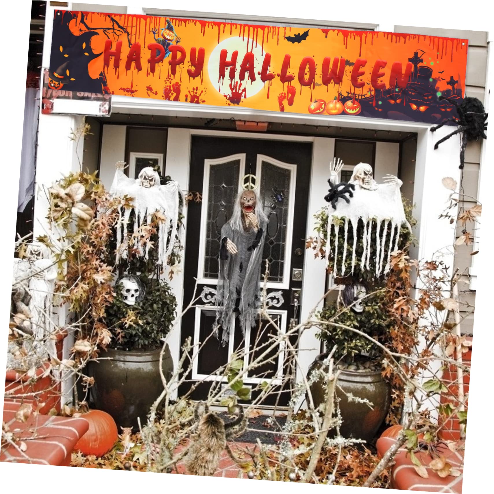 Alasum 6 szt. Halloween baner dekoracja na drzwi wejściowe Halloween girlanda nawiedzony dom krwawy baner chorągiewki baner straszny baner Halloween dekoracje ścienne baner na imprezę zombie kolorowy