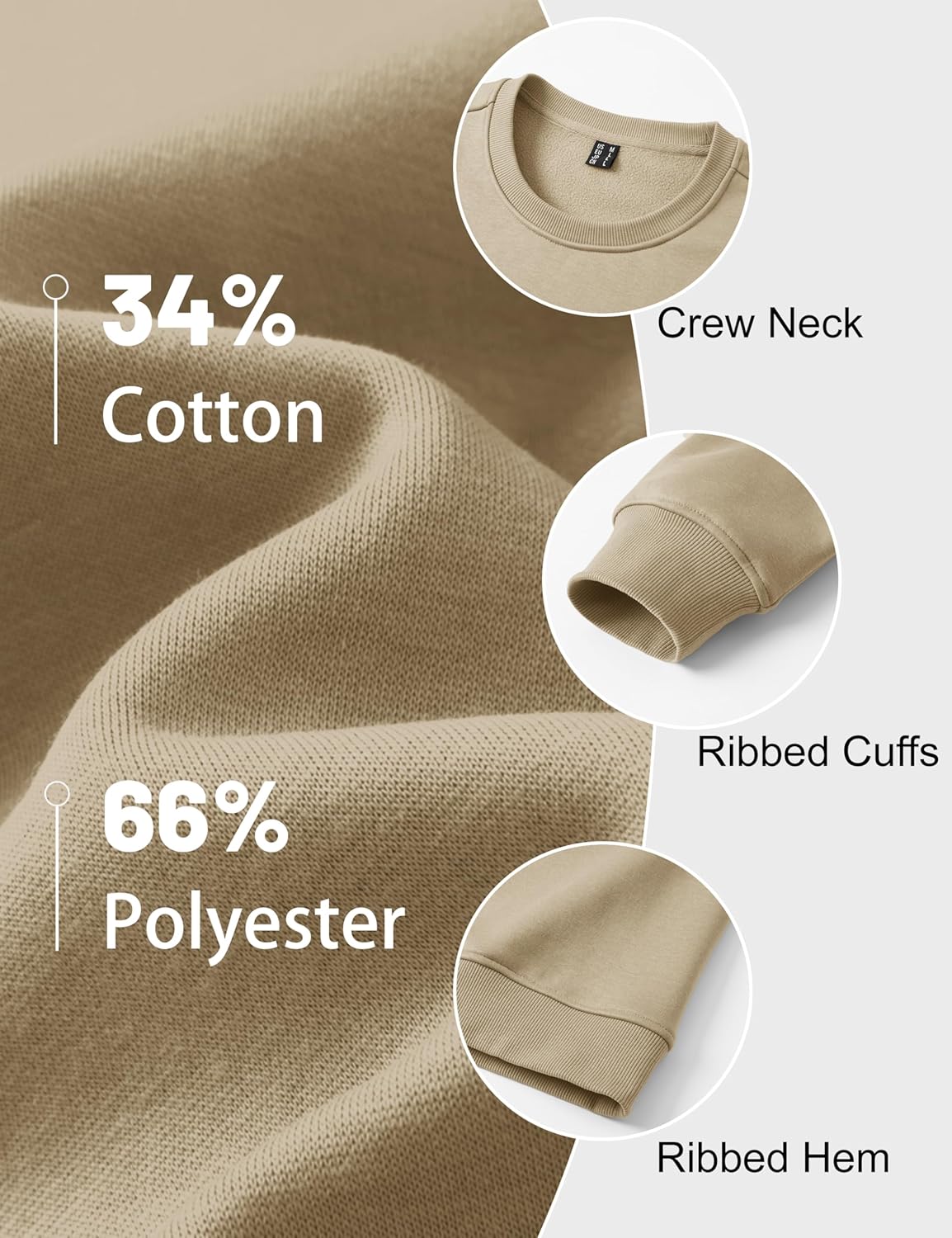 MAGCOMSEN Men's Fleece Lined Sweatshirts Long Sleeve Crewneck Pullover Winter Fall Warm Casual Sweatshirt - Image 5