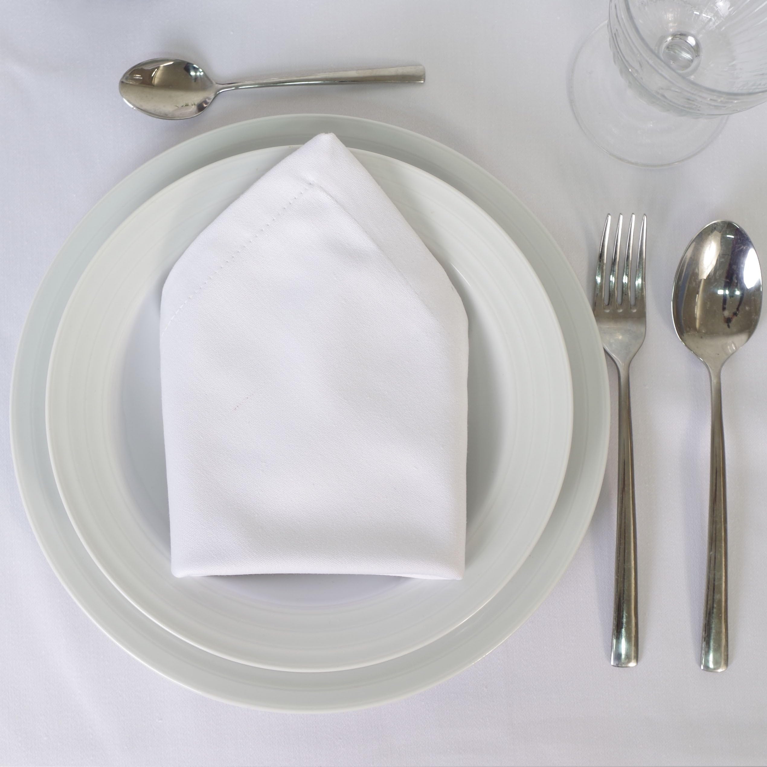 10XDIEZ Pack 6 manteles satén Blanco hostelería (Blanco - 150x150cm)