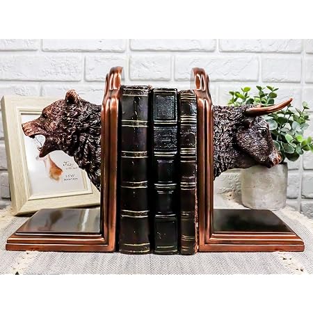 Bear & Bull Head Bronze Bookends – Handmade Resin Sculptures, 9" W X 8" H - View #12