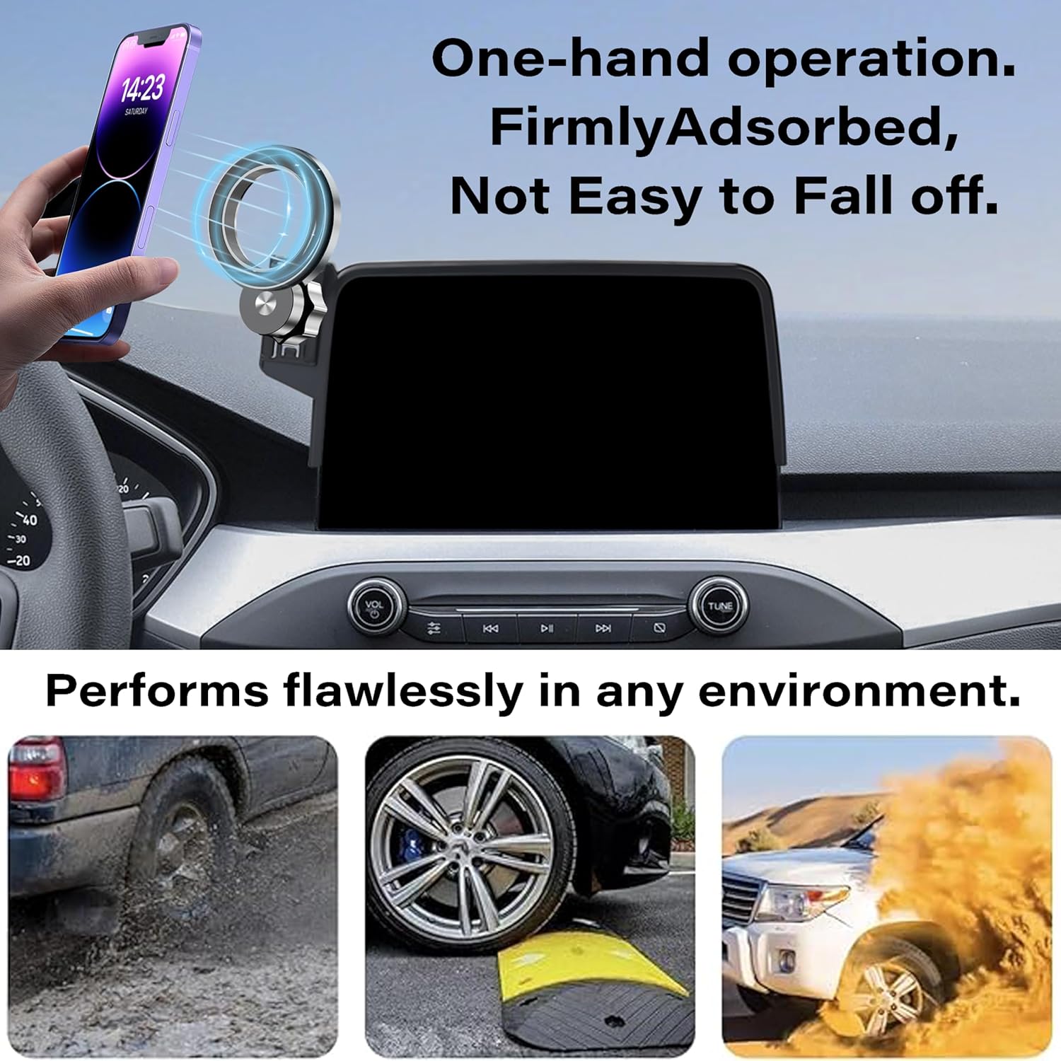 Car Phone Holder for Ford Escape 2020-2025 2026 Accessories Apply to 8 Inch Touch Screen Fixed Clip Magnetic Cell Phone Mount Hands-Free 360 Degree Rotation