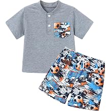 Baby Boys Summer Clothes Set Toddler Boy Button-down Shirt Shorts Summer Outfit 2PCS with Pockets