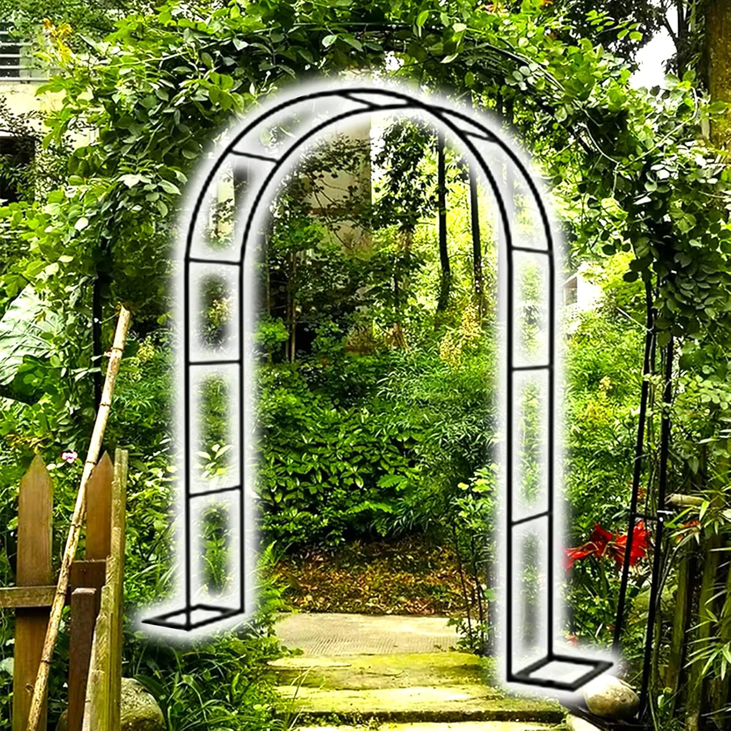 Garden Arch Trellis,Rose Arch,Galvanized tube gardening arch with base,suitable for climbing aids such as grapes,clematis,roses,etc,stable and weatherproof ( Color : White , Size : 80x200x40CM )