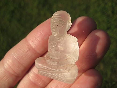 Miniatura 4 de Estatua de arte de piedra monje budista de cristal de cuarzo natural talla Myanmar A12