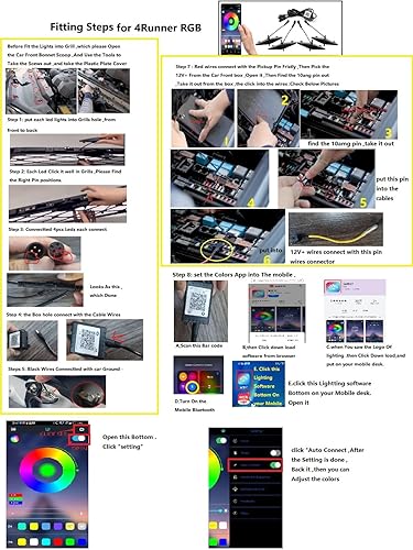 Miniatura 9 de BreTrewri Luces LED RGB para parrilla 4runner 2014-2019 TRD Pro SR5 TRD Off-Road Limited parrilla frontal, luces Raptor para 2020 2021 2022 2023