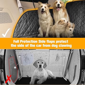 PETICON SUV Cargo Liner for Dogs, PU Leather Trunk Cover with Bumper Flap