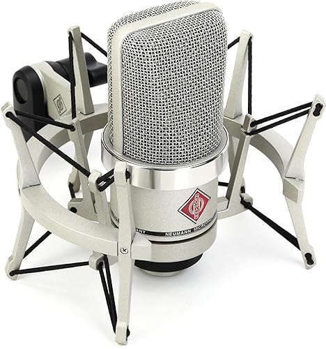 Neumann TLM 102 Studio Set - Cardioid Condenser Microphone Ideal for Home/Professional Studio Instrument Vocal Podcast Twitch Recording - Nickel - Microphone