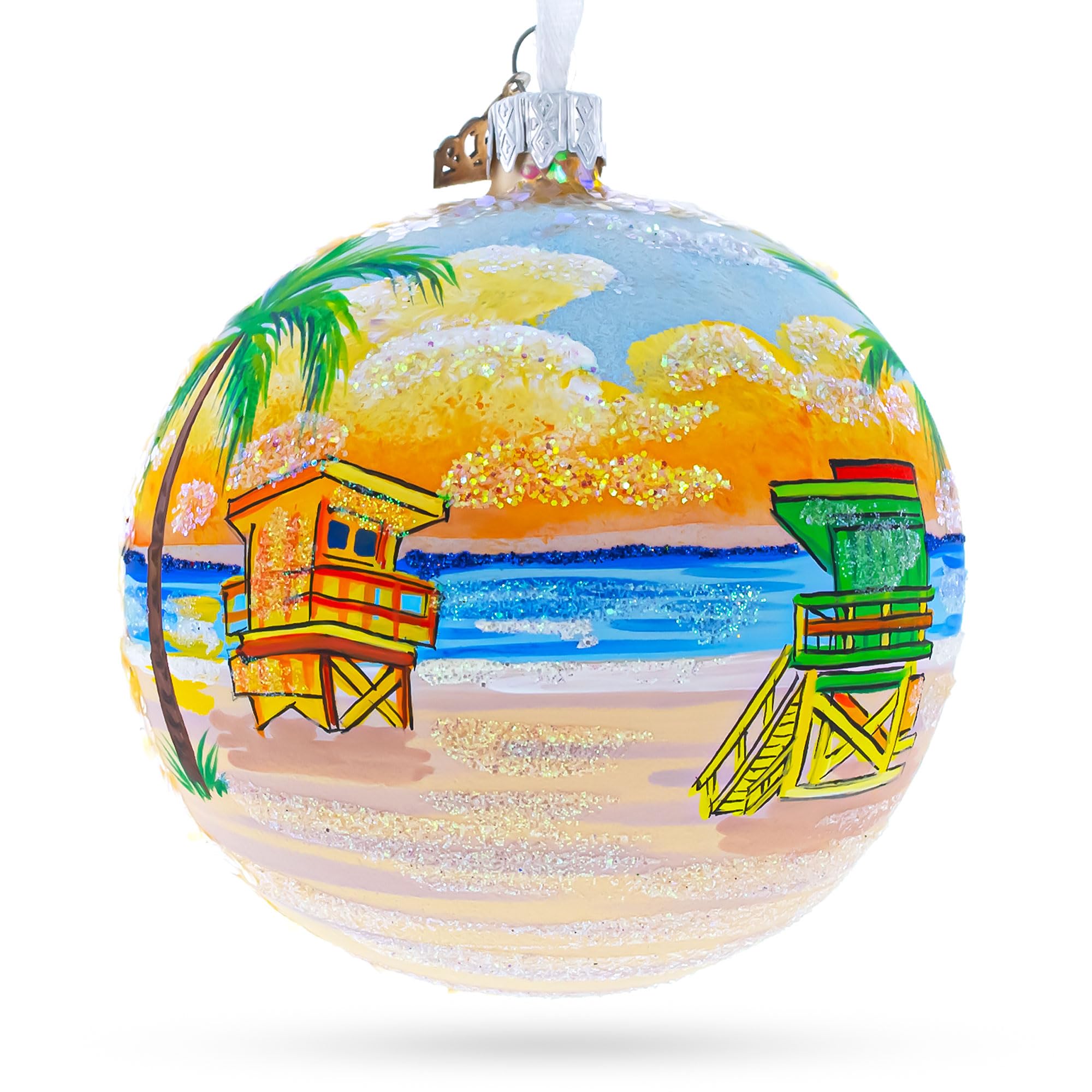 Boule en verre Miami South Beach pour une décoration de Noël américaine unique