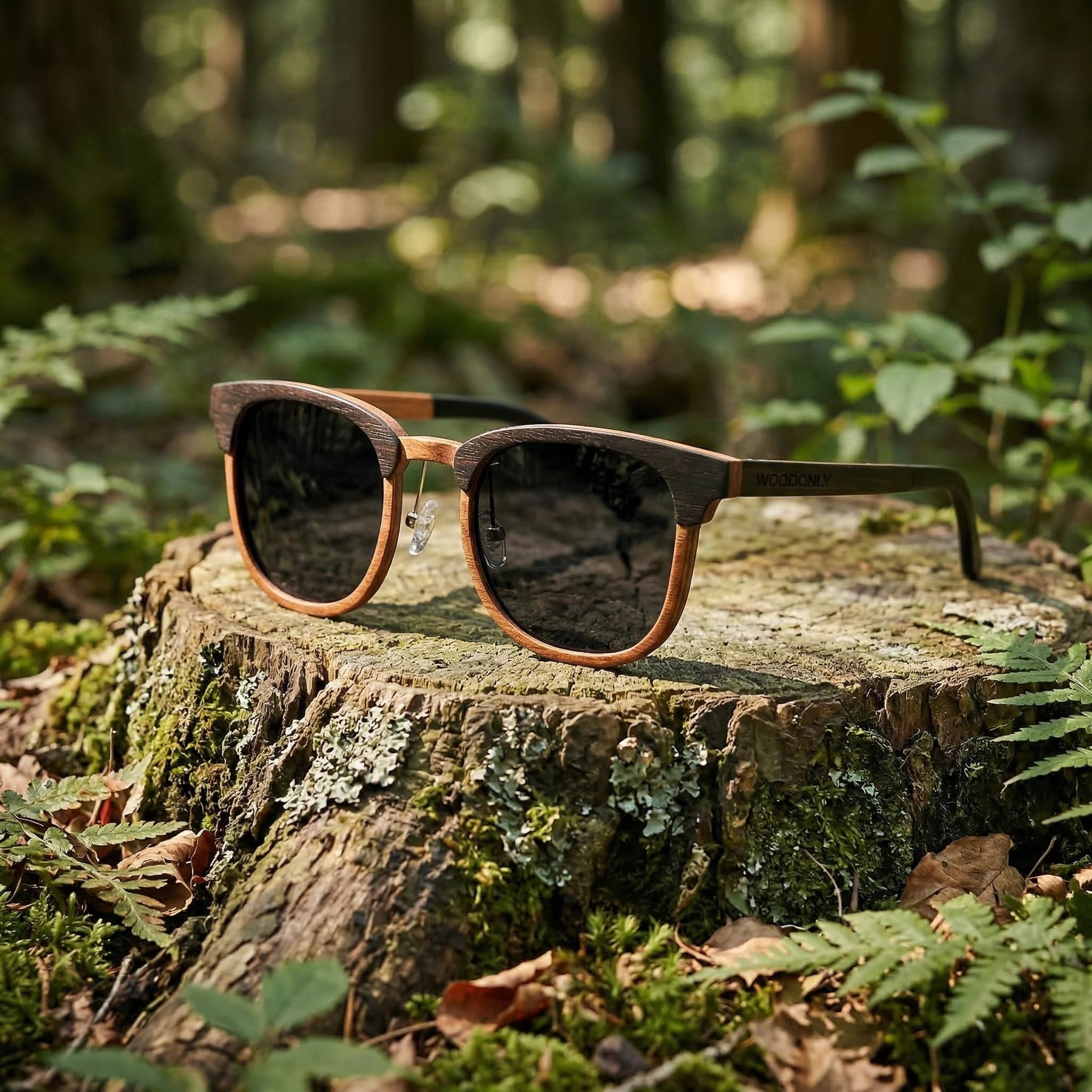 Gafas de Sol Retro de Madera Polarizadas - Gafas de Sol de Moda con Funda de Bambú para Hombre y Mujer Regalos Perfectos