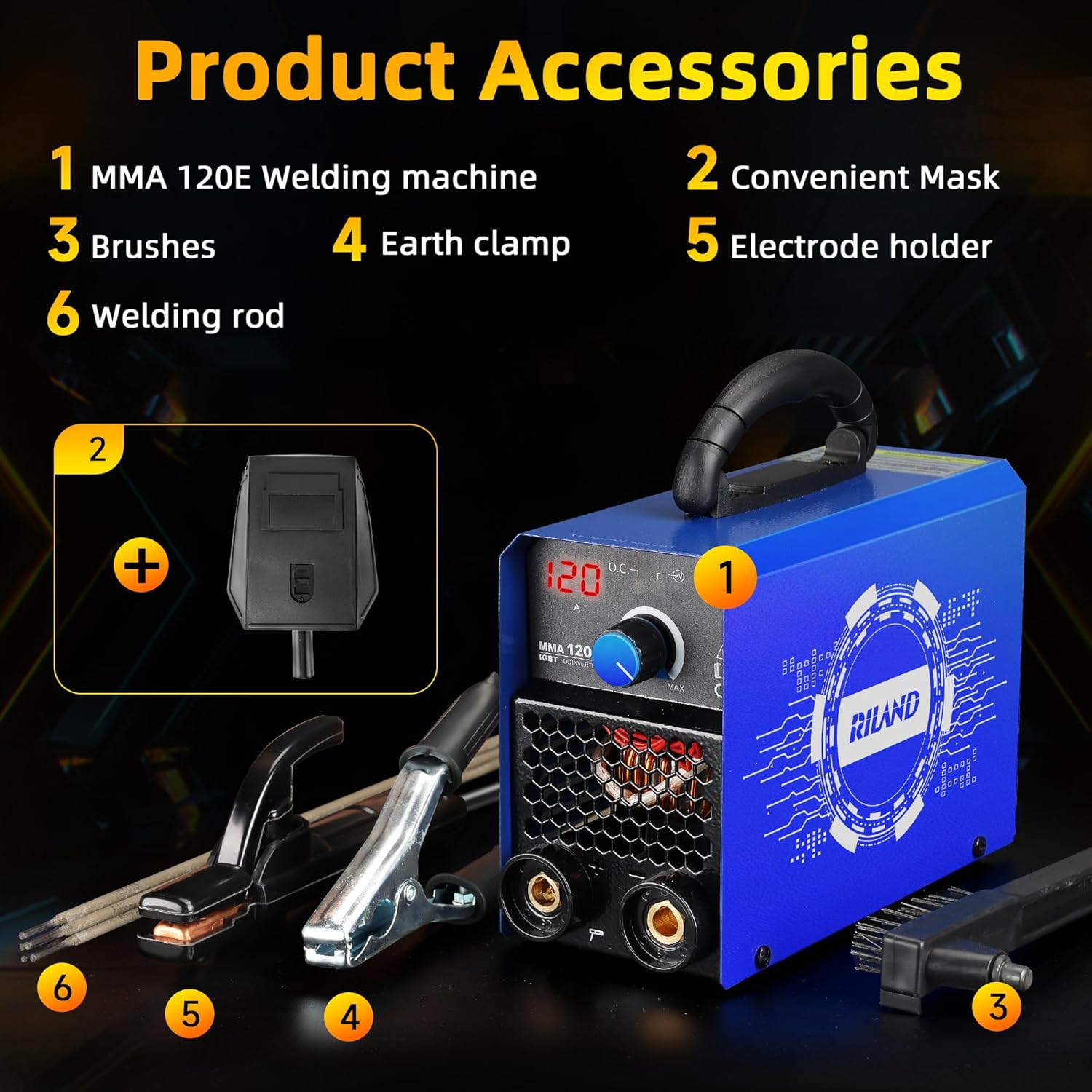 RILAND Stick Welder, 110V Portable ARC Welding Machine – 4.4lb Lightweight, Hot Start, Anti-Stick & Overload Protection for Home DIY, Metal Repair, Workshop Use