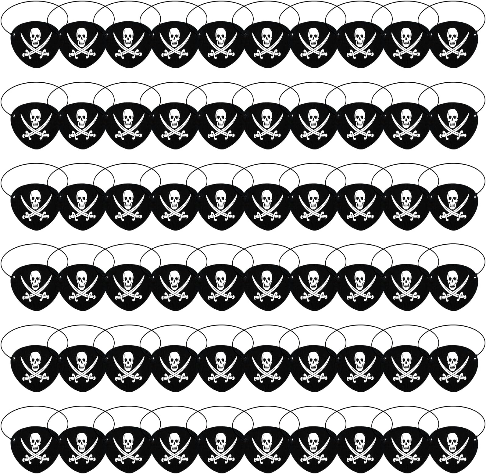 MototoMototo 60 Pieces Pirate Eye Patches Black Felt Captain Patches Skull Cross Knife Eyepatch Cosplay Props Pirate One Eye Patches for Halloween Christmas Party Pirate Theme Party