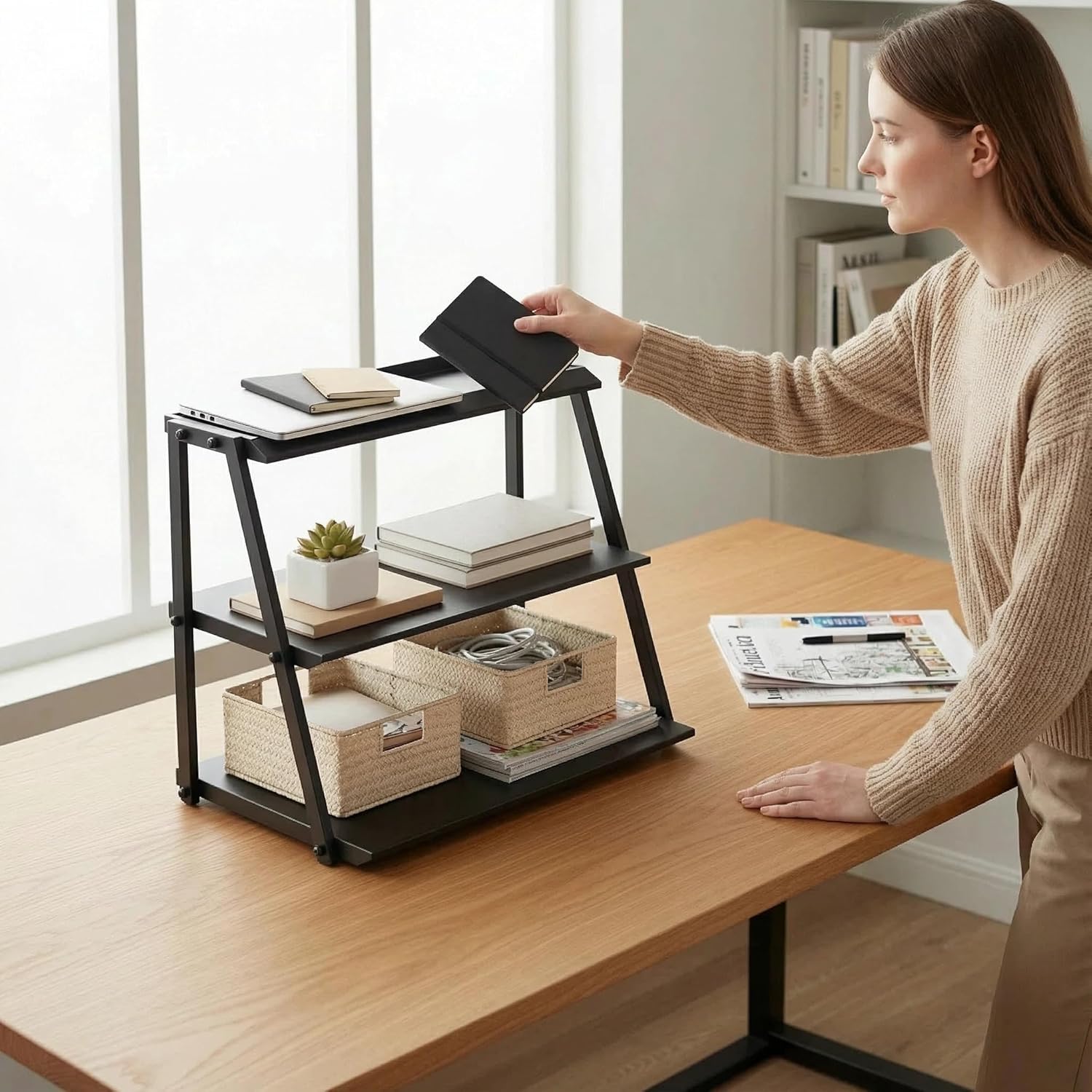 WWN 3-Tier Candy Display - Multi-Functional Counter Snack & Chip Holder for Stores - Cupcake Display Stand (Black)