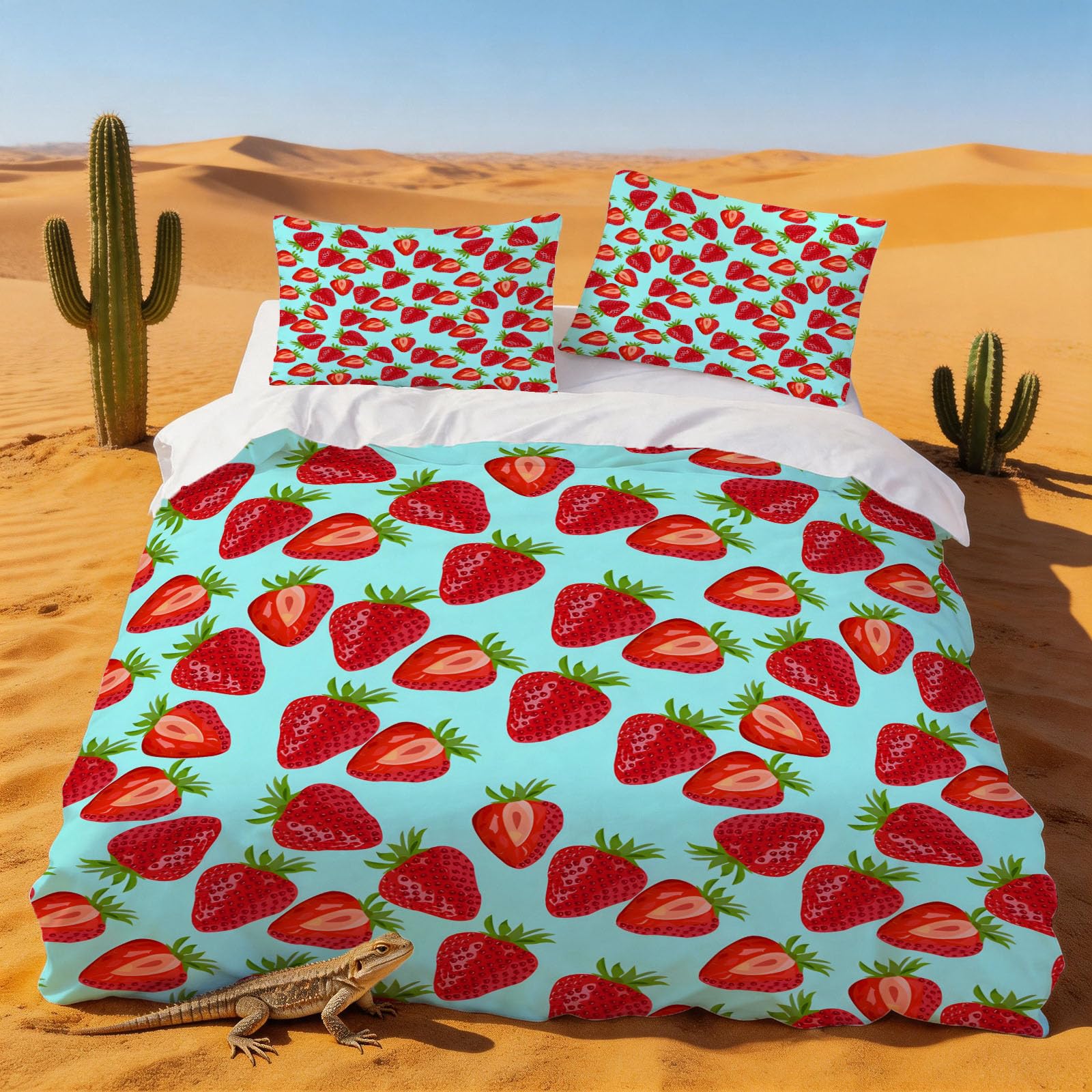 Housse de Couette Microfibre Doux pour Grand Lit Motif Fruité