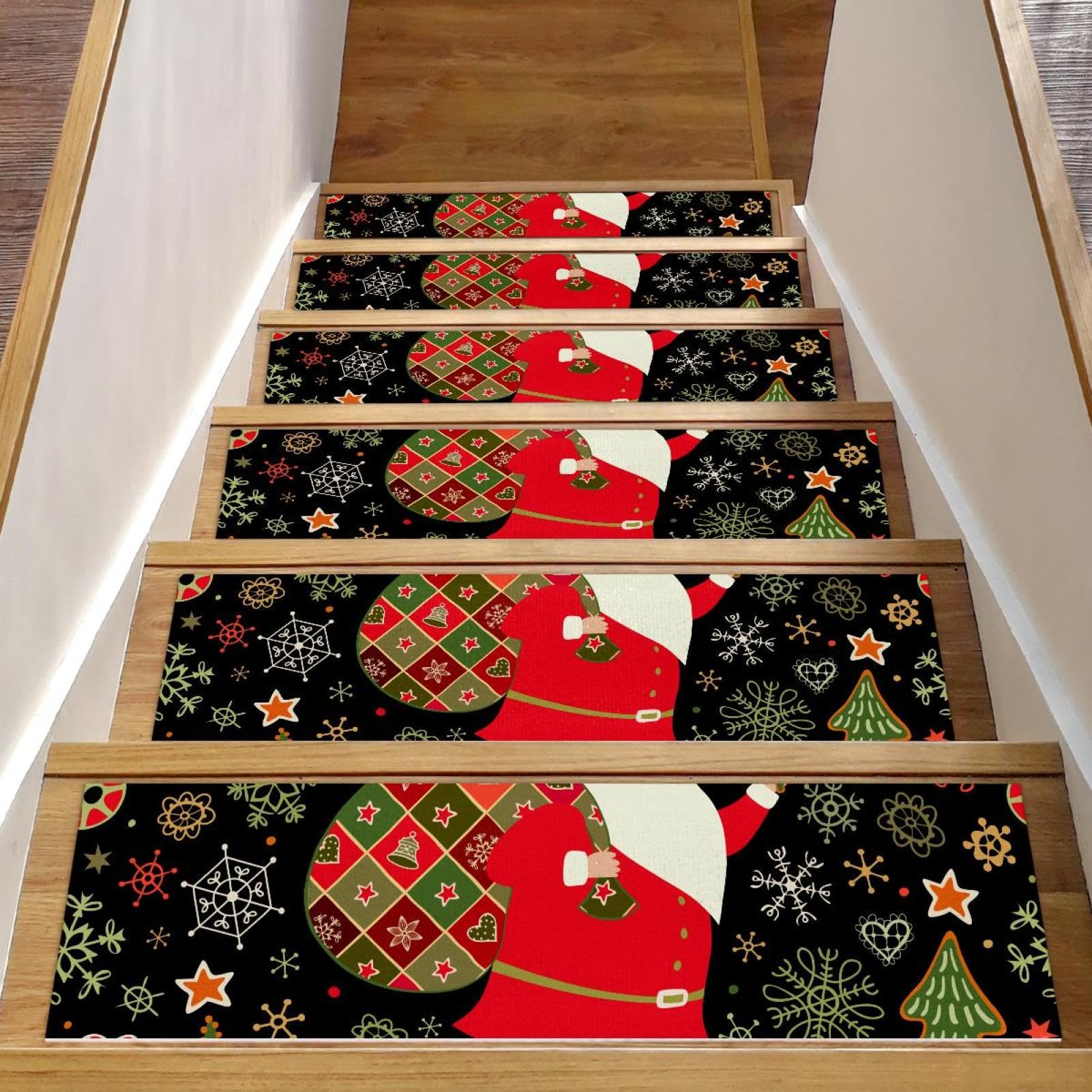 Alfombras antideslizantes de Navidad de 8x30" en paquete de 15 unidades para escaleras interiores