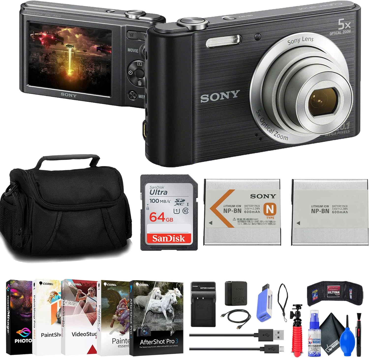 Sony CyberShot DSCW800 Digital Camera (Black) (DSCW800/B
