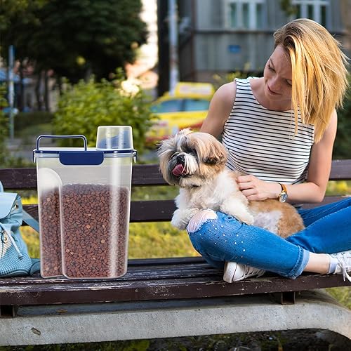 Miniatura 7 de Recipiente hermético de comida para perros, contenedor de almacenamiento para gatos, dispensador de mascotas sin BPA, cuerpo translúcido, boquilla