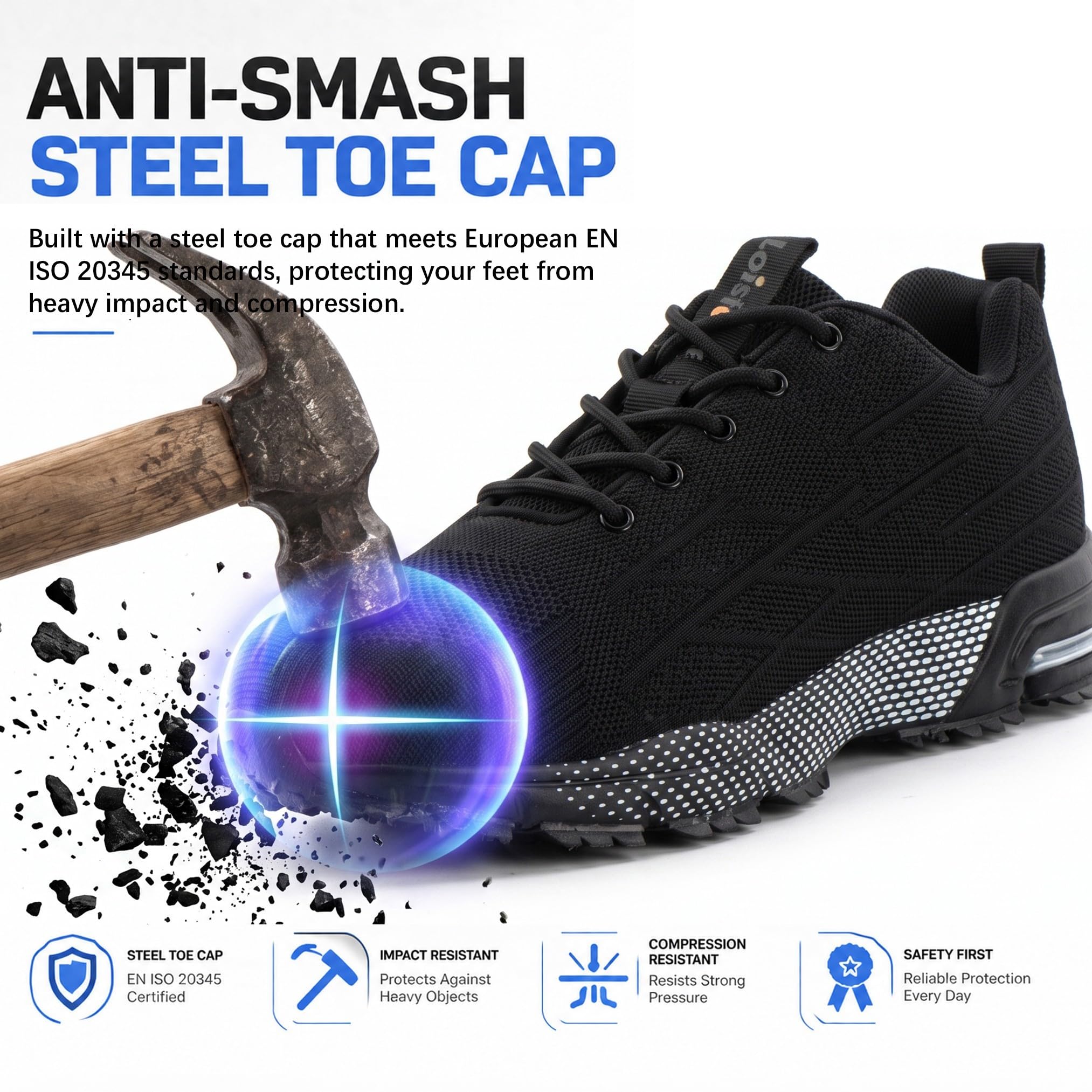Chaussures de Sécurité Basket Embout Acier Antidérapant Léger