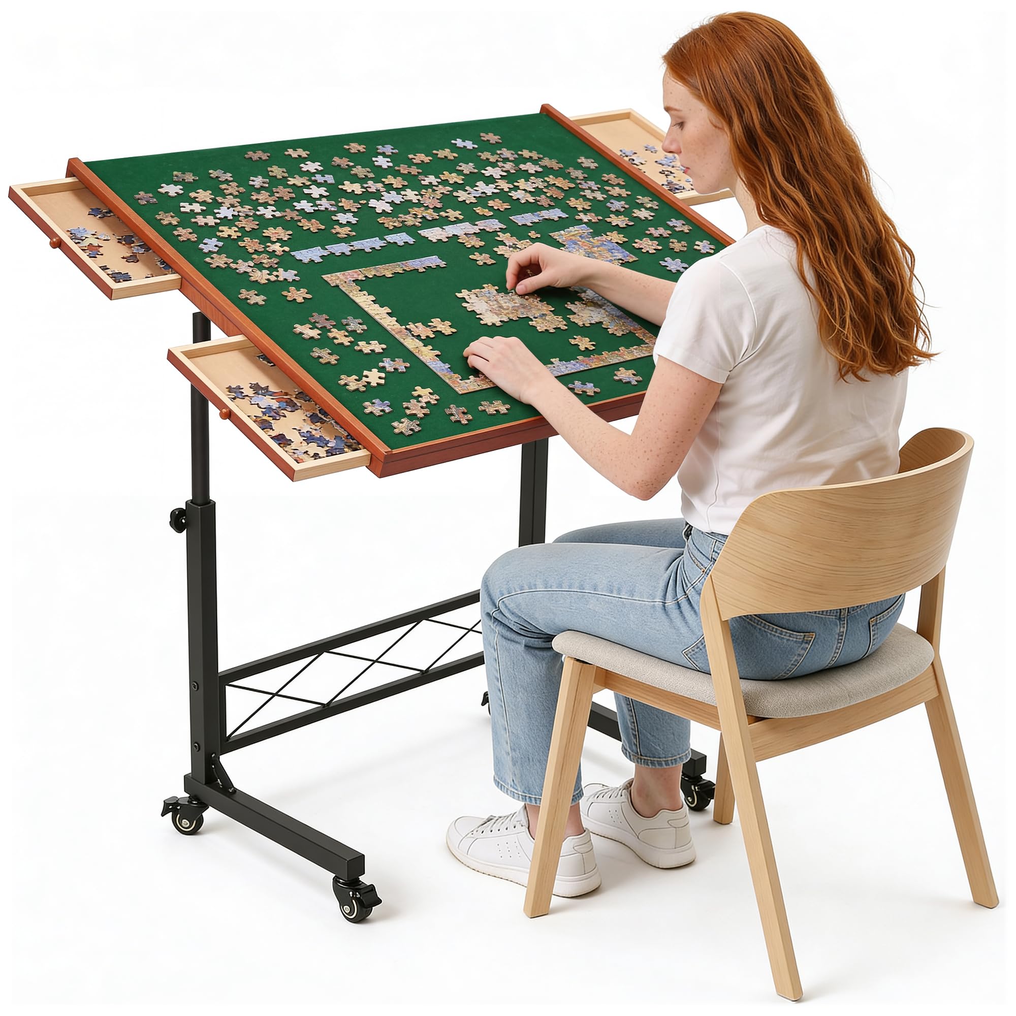 JoyBerri Jigsaw Puzzle Table with Drawers – Adjustable Height, All Ages