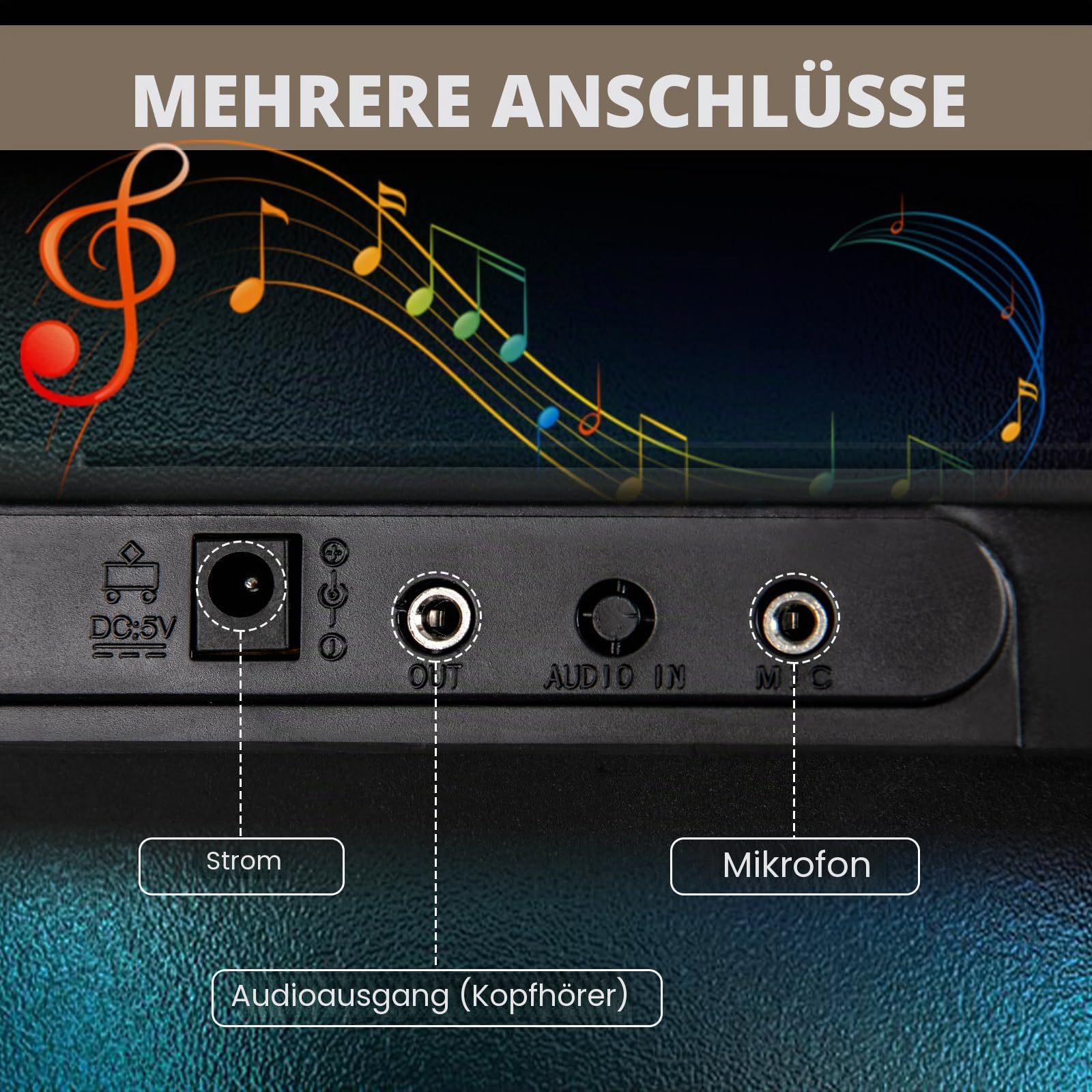 KOMFOTTEU Elektronisches Keyboard mit 61 Tasten, Digitalpiano mit Mikrofon & Ständer, Klaviertastatur tragbar mit Tragetasche für Anfänger