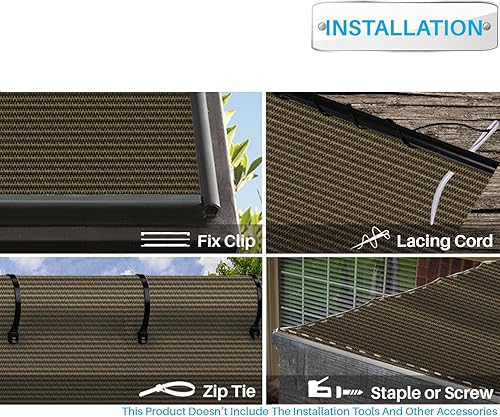 Miniatura 4 de Patio Paradise - Rollo de tela para sombra de 6 x 50 pies, tela de sombra solar, color marrón, 95% resistente a los rayos UV, cubierta de malla para