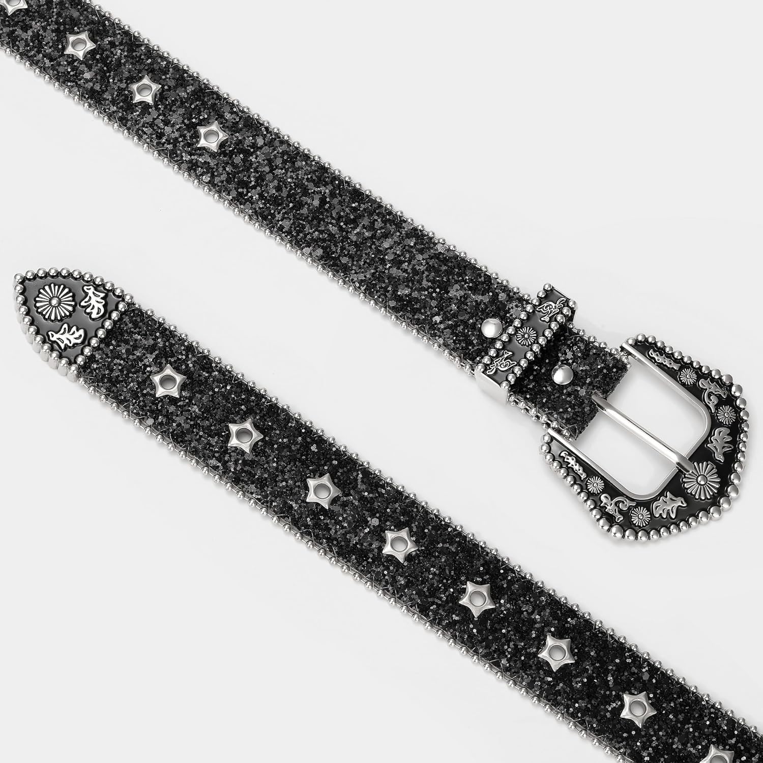 CHIC DIARY Rhinestone Western Belts for Women Black Diamond Bling Belt Cowgirl Cowboy Waist Belt for Jeans Dresses - Image 7