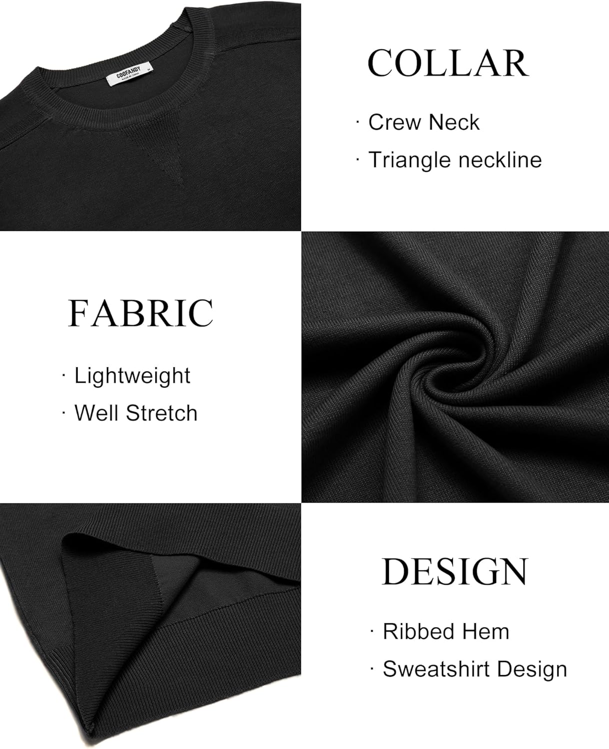 COOFANDY Mens Sweater Crewneck Pullover Long Sleeve Lightweight Sweater Plain Knit Silm Fit - Image 5