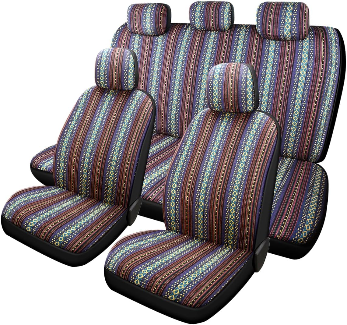 4 Pc Universal Baja Inca Saddle Mexican Blanket Bench Seat