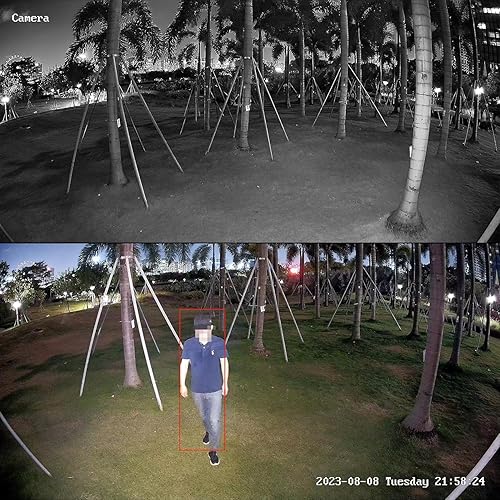 Miniatura 5 de PANOOB Sistema de cámara de seguridad de 5 MP, 4 cámaras domo IP PoE con cable de 5 MP con detección de vehículos personales, micrófono integrado,