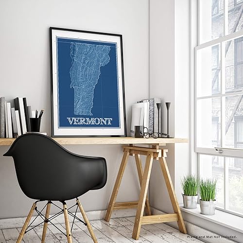 Miniatura 5 de Vermont Map Print, Blueprint Wall Art Poster, VT Decor, US State Maps