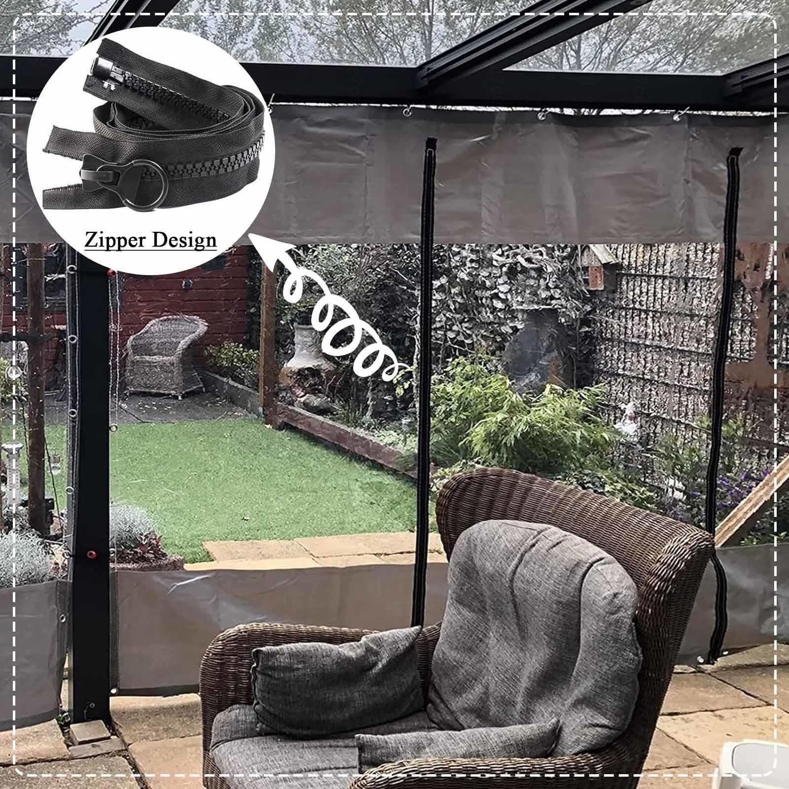 Pannelli laterali impermeabili in PVC trasparente per tettoie da esterno, resistenti alle intemperie, con occhielli, confezione da 2, 1,2 x 2 m, ideali per feste, eventi e protezione dalle intemperie.