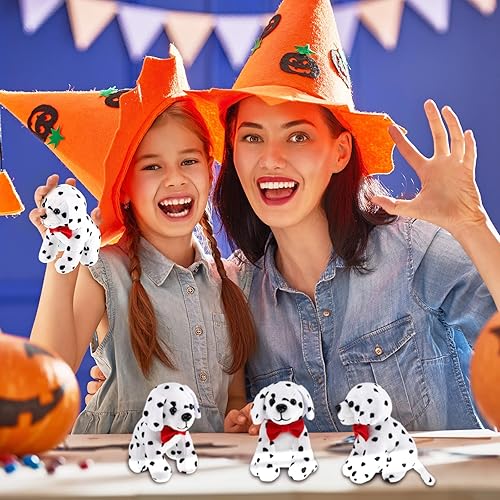 Miniatura 7 de Jiuguva 6 juguetes de peluche para perros dálmatas, perros manchados, realistas, suaves, dálmatas, recuerdos de fiesta para Halloween, carnaval,