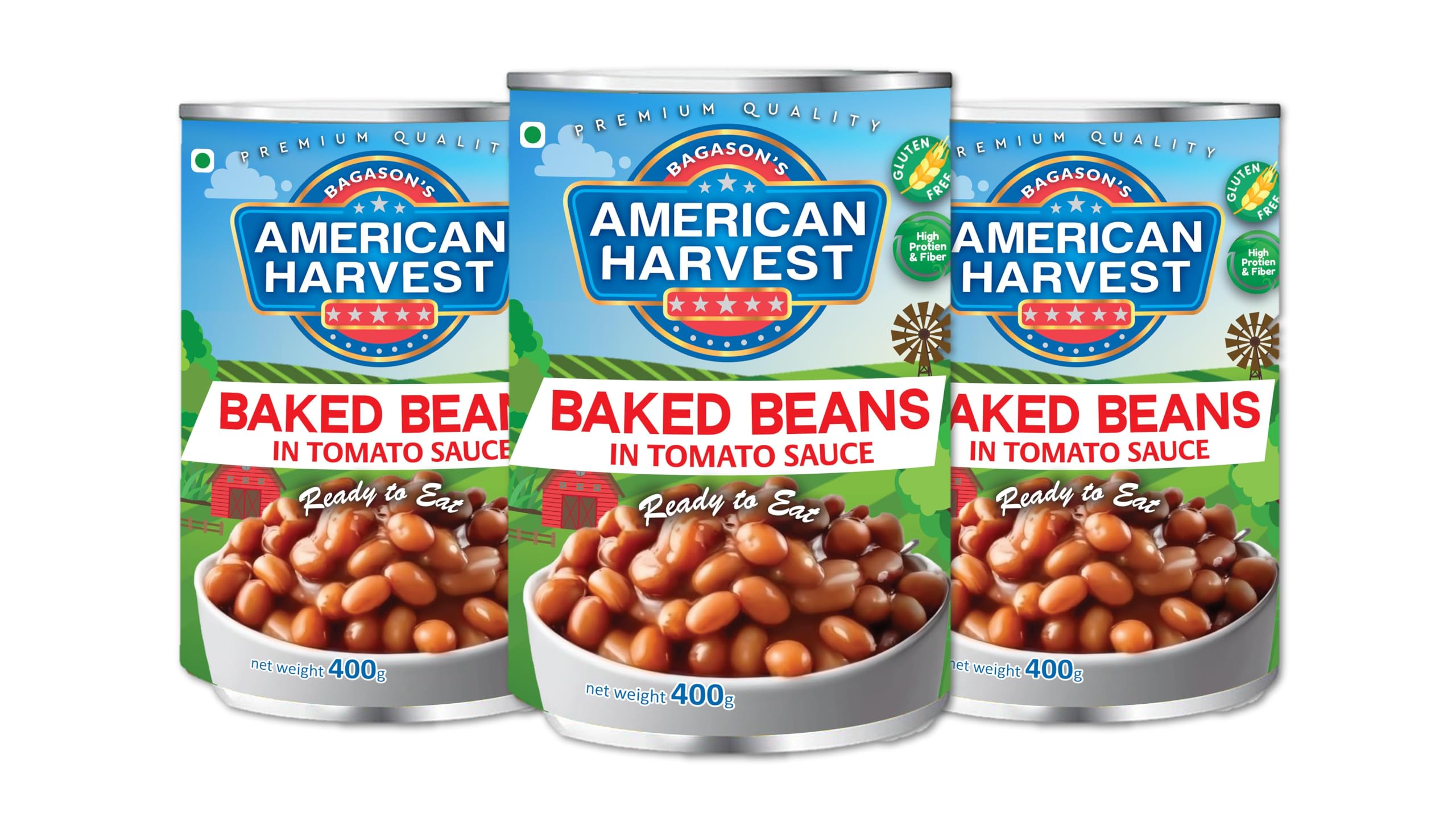 American Harvest Baked Beans in Tomato Sauce EO 400g Pack of 3