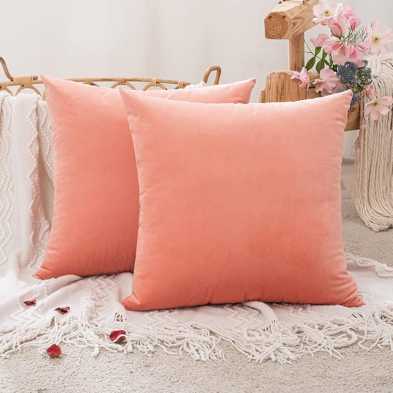 MIULEE Velvet Cushion Covers Throw Pillow Case Soft Modern Decorative