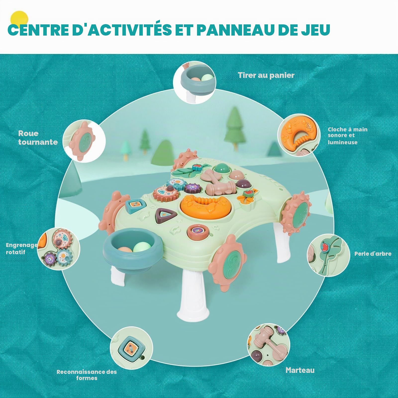 Trotteur Bébé 6 en 1 Évolutif Multifonctionnel,Chariot de Marche Pousseur avec Table d’Activité d’Éveil,Jouet Éducatif Musical pour Enfant Garçon Fille 6-18 Mois