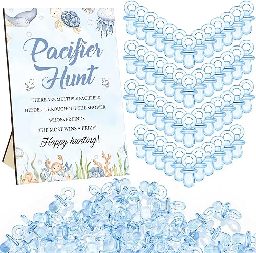 Miniatura 30 de Thyle 51 piezas Juego de Baby Shower "Ella es nuestra cereza del pastel" con búsqueda de chupetes rojos, incluye señal de búsqueda y 50 chupetes