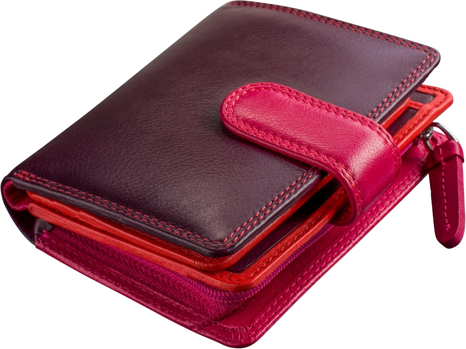 Visconti RB40 Multi Colored Small Soft Leather Ladies Wallet & Purse (Plum Multi) - Image 2
