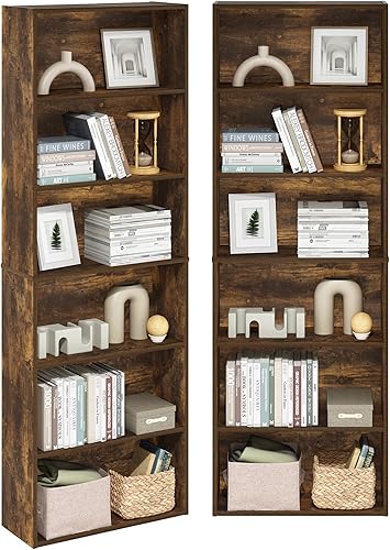 Miniatura 25 de Furinno Librero básico de almacenamiento de 3 niveles, roble francés gris gris roble francés,Nuez Columbia,2-Marrón