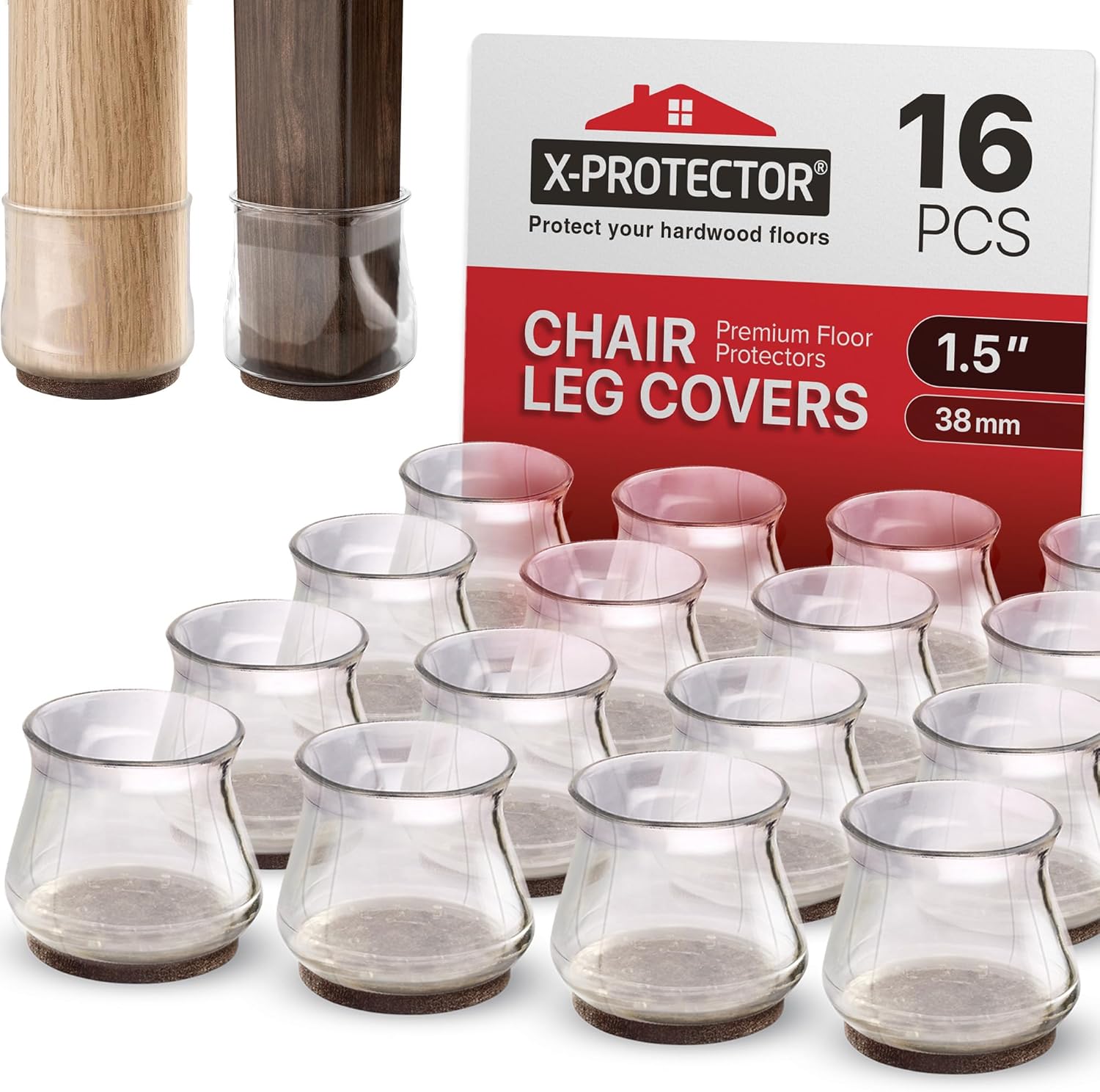 16 PCS Chair Leg Floor Protectors with Felt Pads XProtector