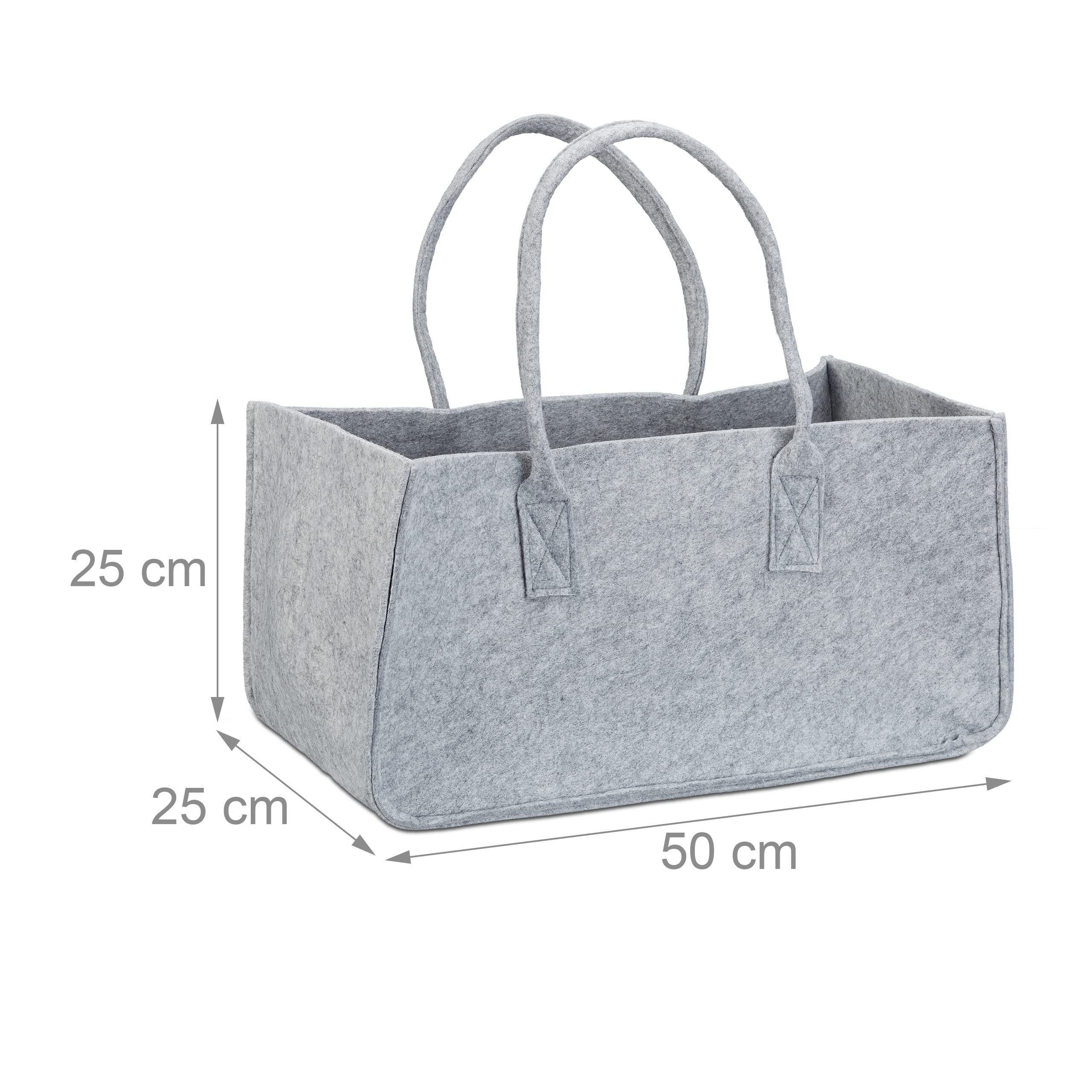 Relaxdays Kaminholztasche aus Filz, tragbarer Feuerholzkorb, faltbarer Zeitungshalter HxBxT: 25 x 25 x 50 cm, mehrfarbig