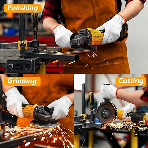 Miniatura 7 de Amoladora angular inalámbrica de 4-12 pulgadas compatible con batería DEWALT de 20 V, 3 velocidades variables, amoladora angular incluida, 6 discos,