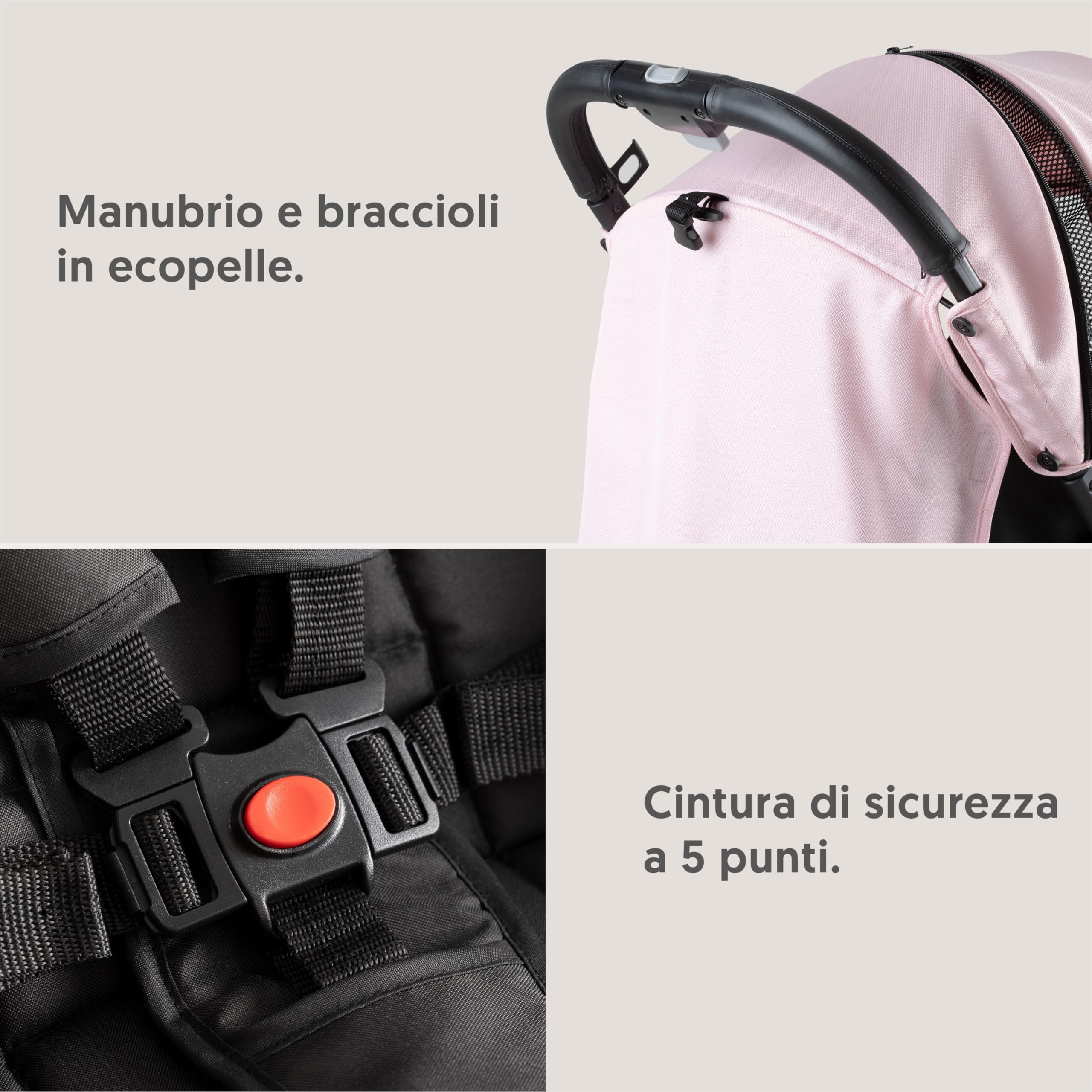 Interbaby Passeggino Leggero Compatto e Ultraleggero | Passeggino da Viaggio e Aereo Pieghevole, dalla Nascita fino a 22 kg | Chiusura Rapida, Cappottina XXL, Ammortizzatori (Min. Plus Space Rosa)