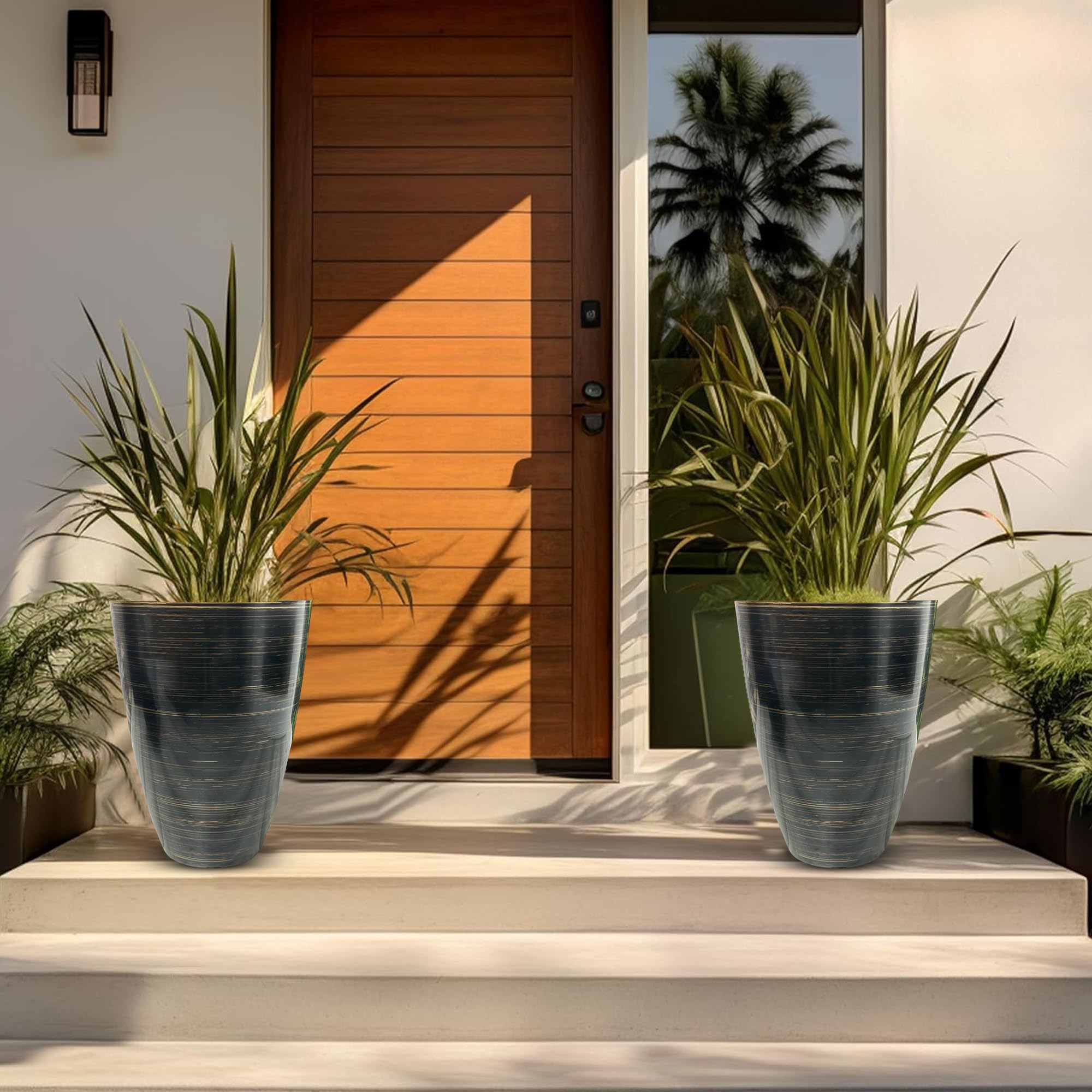 SG Traders Stylish Tall Plastic Plant Pot Garden Patio Planters Elegant Gardening Planter Accessory for Flowers Herbs Trees Plants Patio Suitable for both Indoor and Outdoor Use H 54cm x W 30cm - Image 7