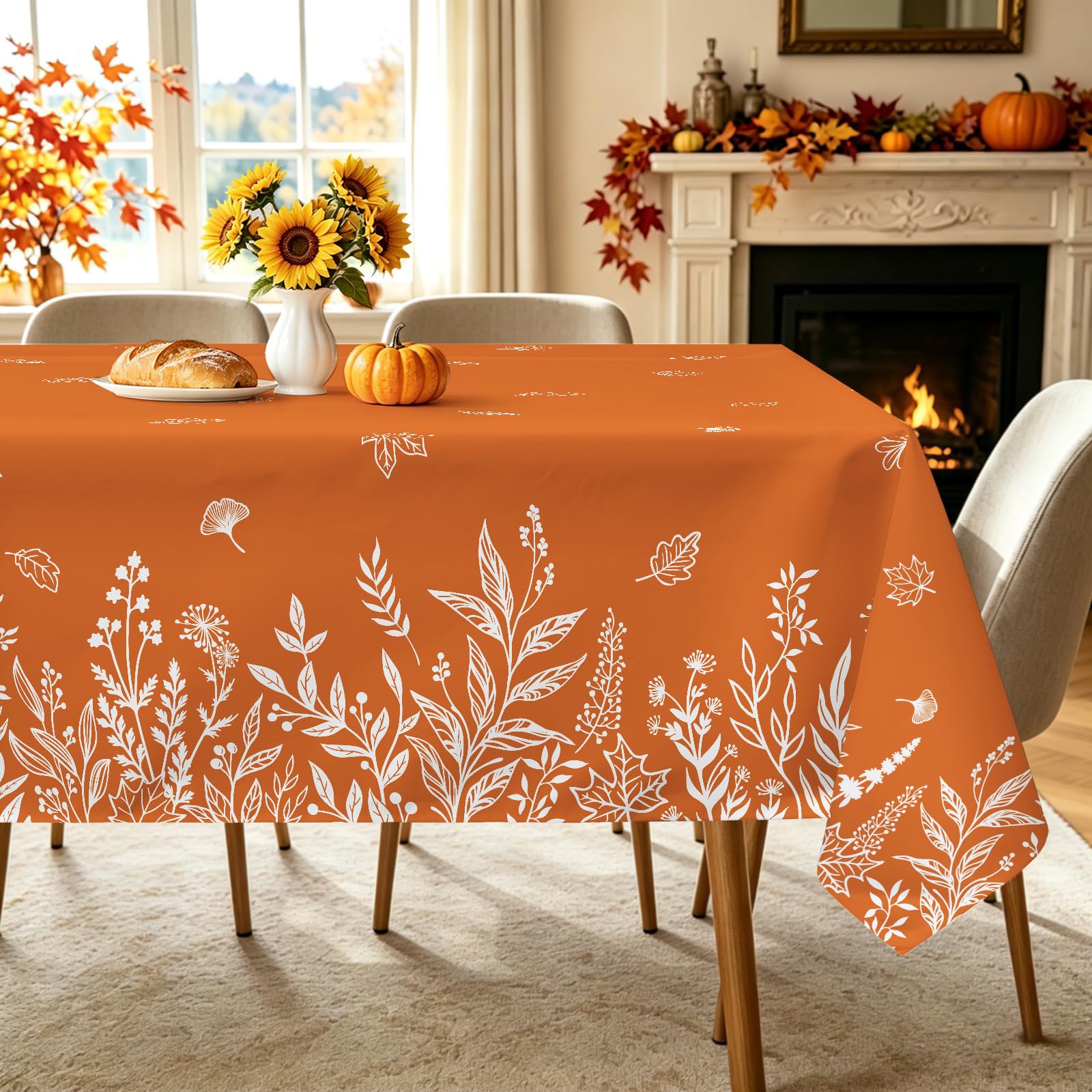 hometrixx Fall Wild Flowers Leaf Rectangle Table Cloth Orange 140x200cm